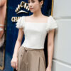 Áo kiểu croptop tay bèo cổ vuông