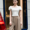 Áo kiểu croptop tay bèo cổ vuông