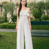 jumpsuit 2 dây đính hoa ngực, quần suông