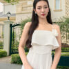 Jumpsuit 2 dây đính hoa ngực, quần suông
