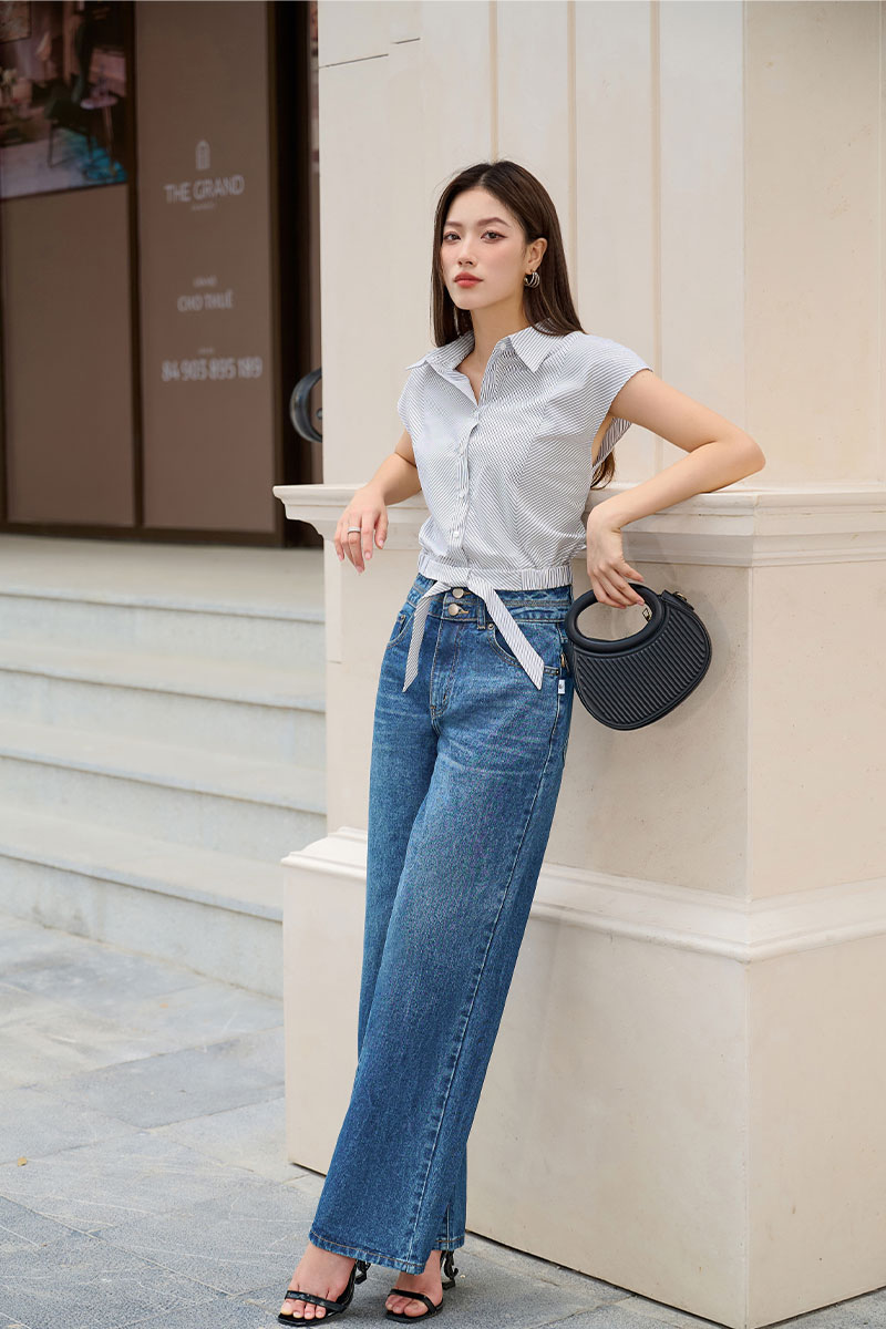 Quần jeans ống suông và áo sơ mi: Công thức cho vẻ ngoài trẻ trung, thanh lịch