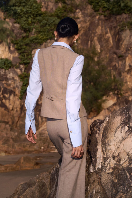 Áo gile kiểu cổ 2 ve bổ cơi túi