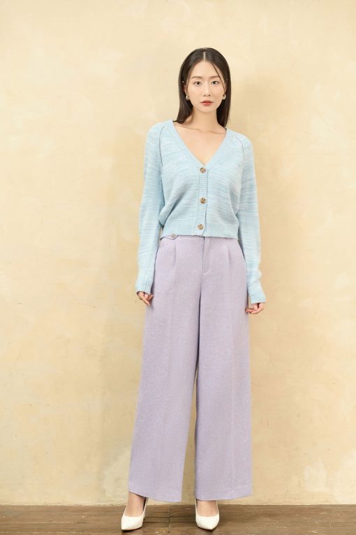 Quần tweed suông cá cạp đính cúc