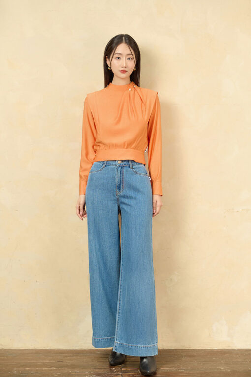 Quần jean suông cạp chun lưng sau