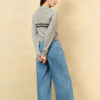 Áo len DT croptop cổ polo phối kẻ ngực