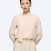 Sơ mi DT cổ luồn nơ đính cúc