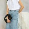 Chân váy jean suông dài túi hộp TT Chân váy jean suông dài túi hộp TT