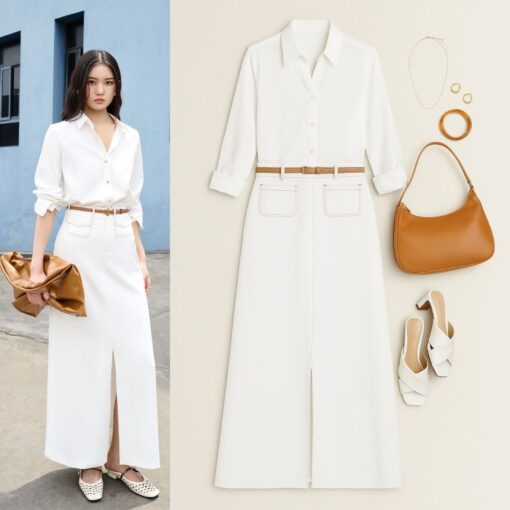 Chân váy dài diễu chỉ túi đỉa dài chân váy dài diễu chỉ