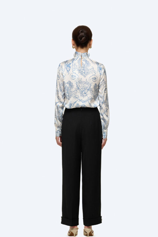 Quần suông cạp liền gấu lơ vê đính cúc