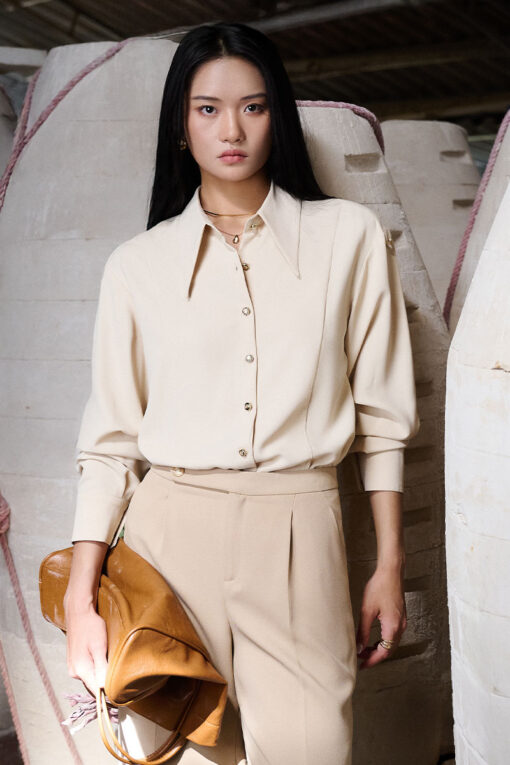 Sơ mi DT can thân liền cá vai đính cúc