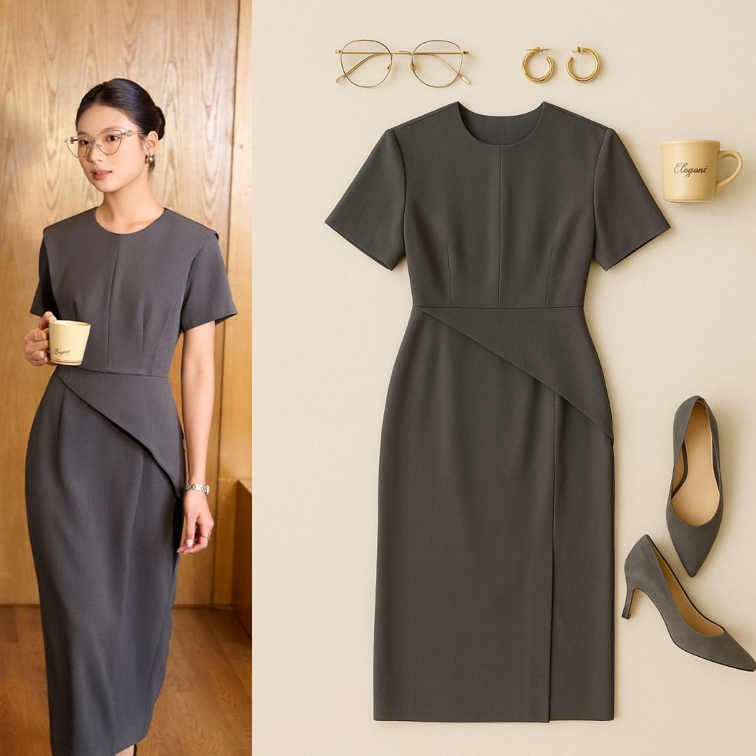 Đầm ôm cổ tròn bong TT đầm ôm cổ tròn