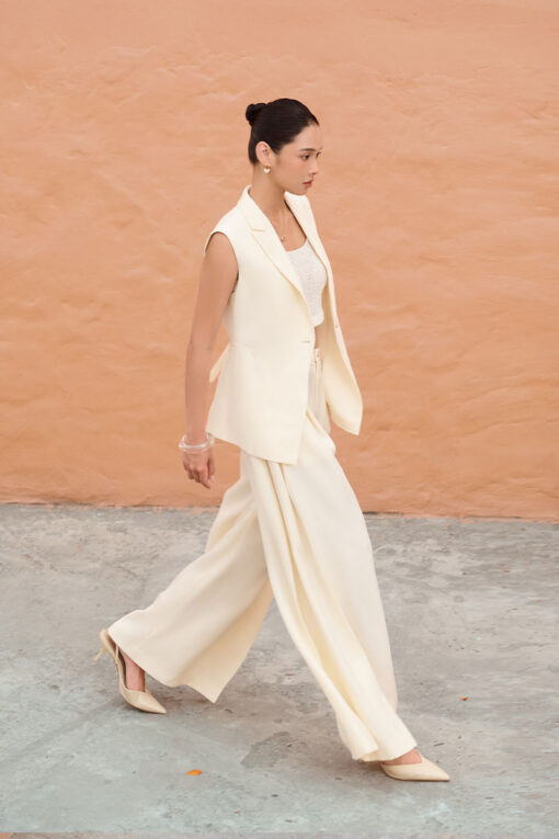 Áo vest gile vạt chéo đai lưng sau