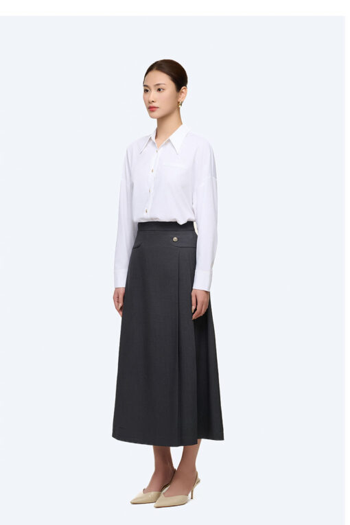 Chân váy xoè hông can cong xếp ly 1 bên