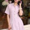 Đầm sơ mi diễu ly nẹp giả