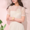 Sơ mi CT croptop xẻ sau đính nơ
