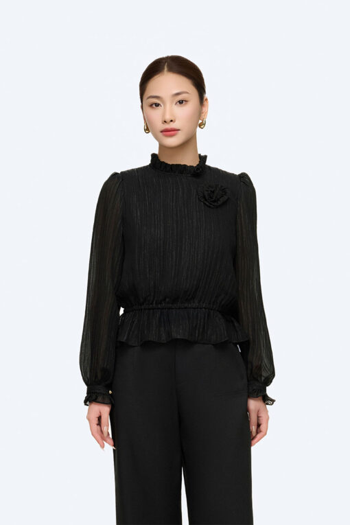Sơ mi DT bèo gấu ngực đính hoa