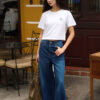 Quần jean suông cắt gấu xoã