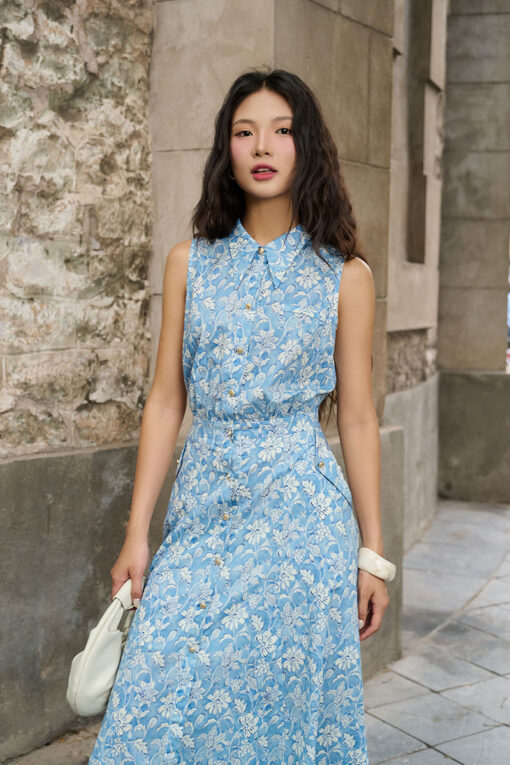 Đầm maxi SN buộc nơ eo sau