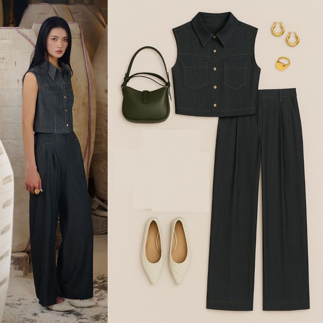 quần suông xếp ly