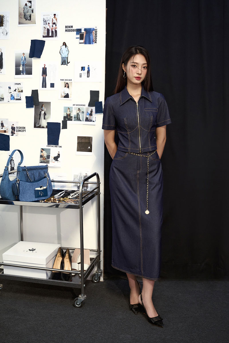 6 tips diện váy cổ yếm đi biển giúp quý cô tự tin vui chơi cả ngày chân váy denim