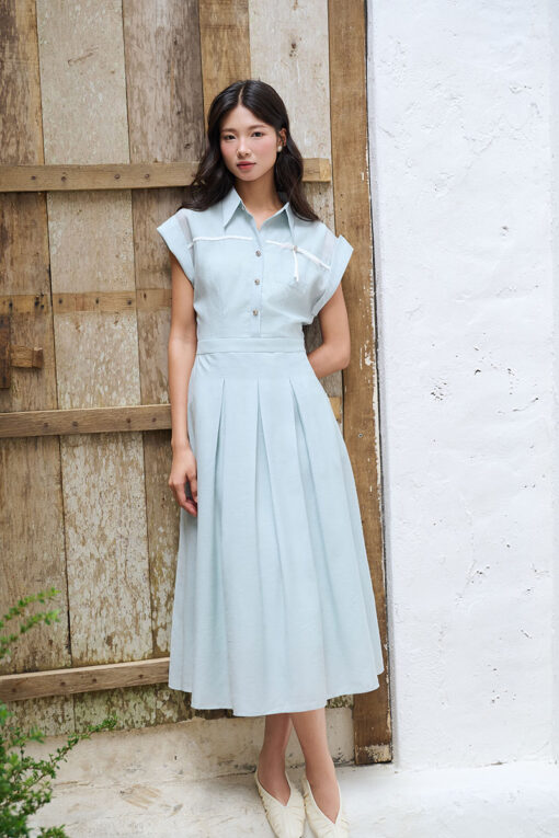 Đầm xoè tay chờm viền phối ngực