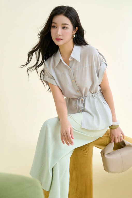 Sơ mi CT tay liền eo rút dây