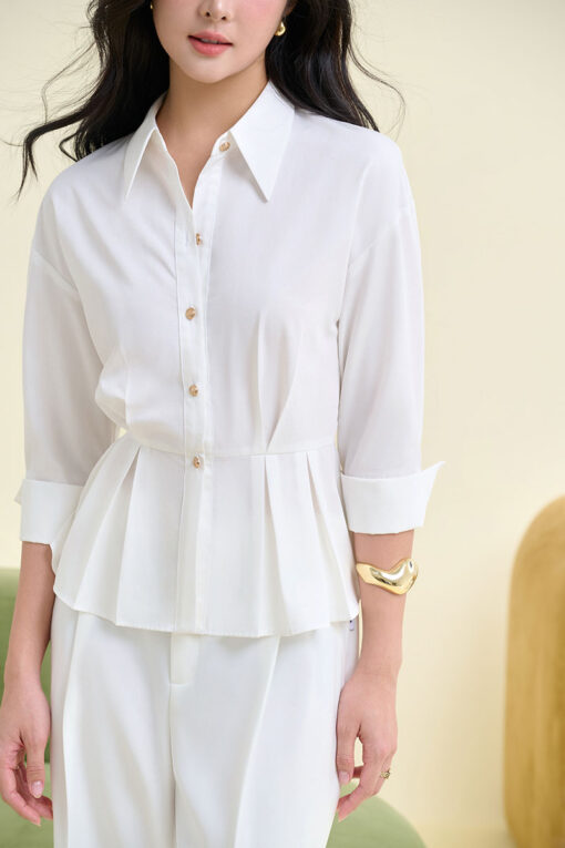 Sơ mi LT xếp ly eo xẻ sau