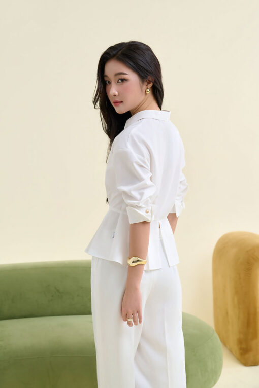 Sơ mi LT xếp ly eo xẻ sau