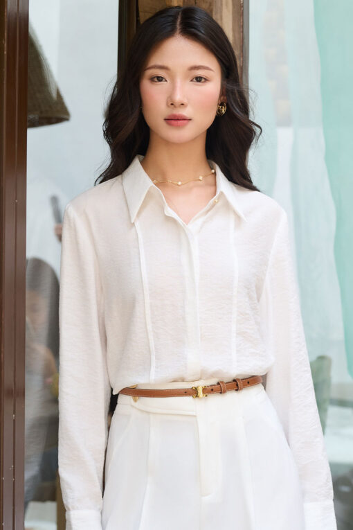 Sơ mi đuôi tôm xếp ly dọc TT