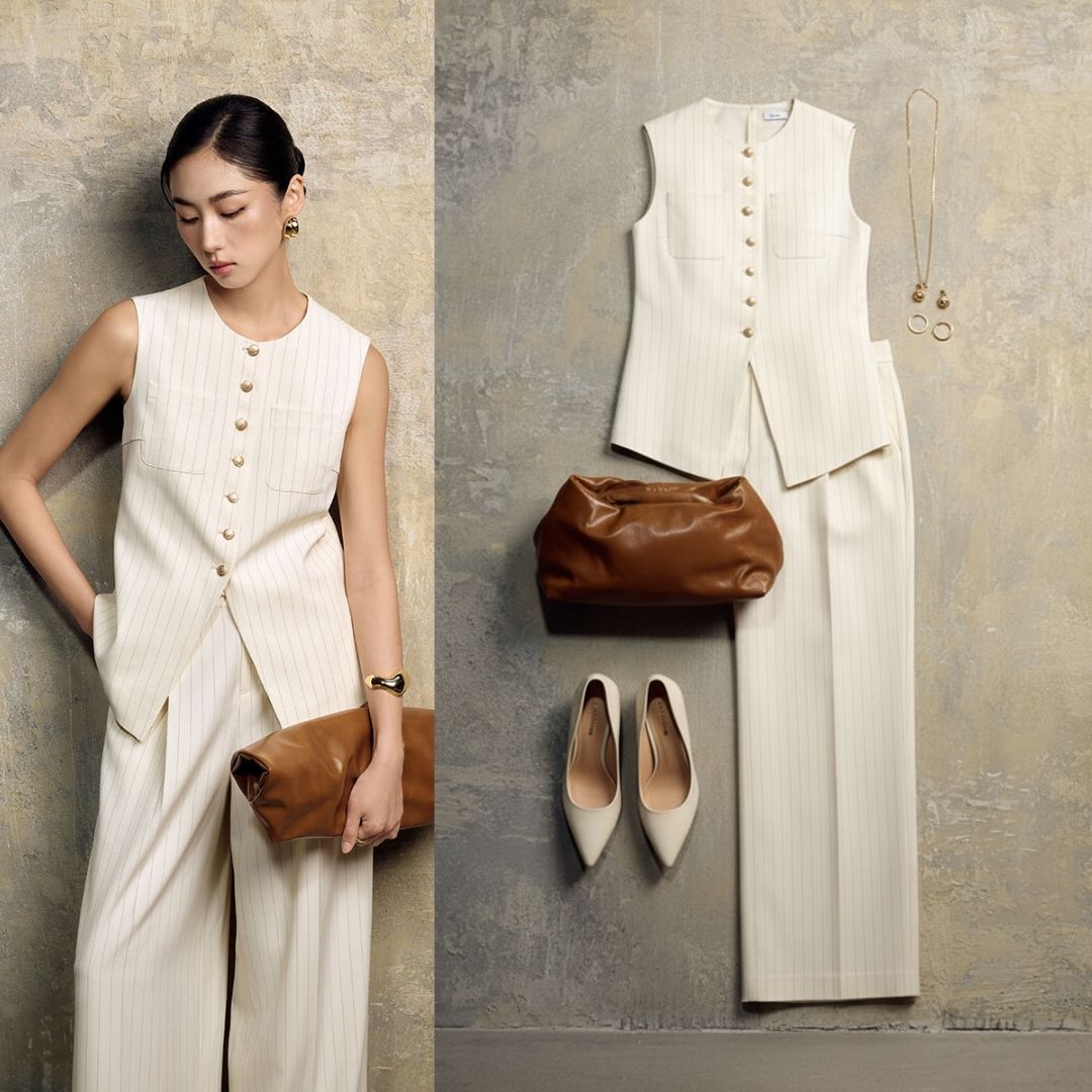 Quần suông kẻ quai nhê cạp quần suông kẻ