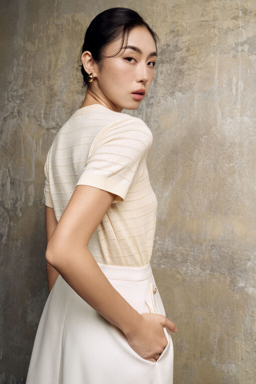 Áo Len CT croptop dệt lỗ ngang