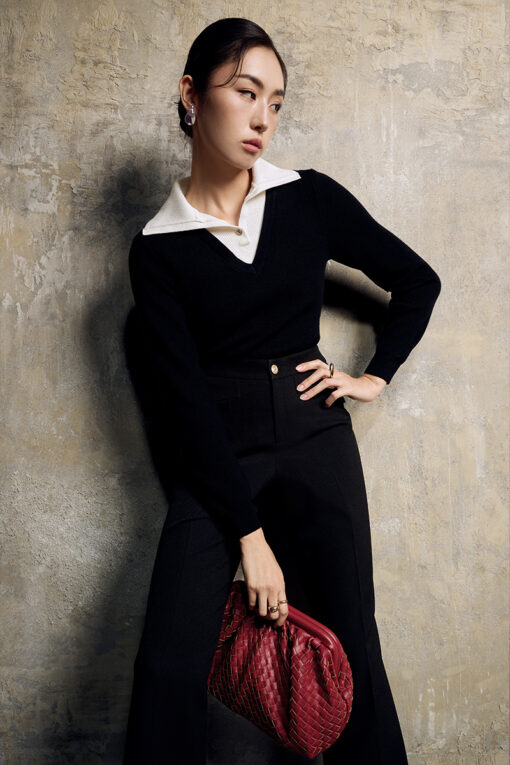 Áo Len DT phối lá cổ to