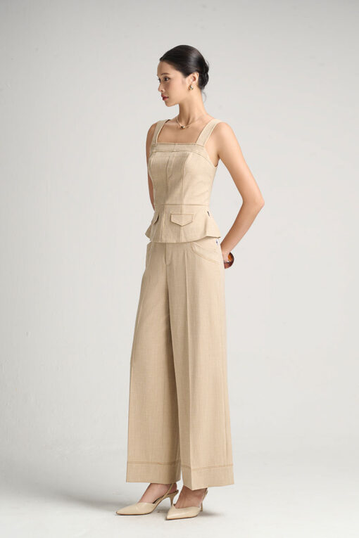 Quần suông diễu cạp miệng túi cơi