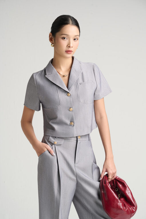 Áo kiểu CT croptop can ngực cơi giả