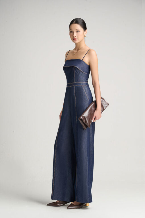 Jumpsuit 2 dây giả bò diễu chỉ