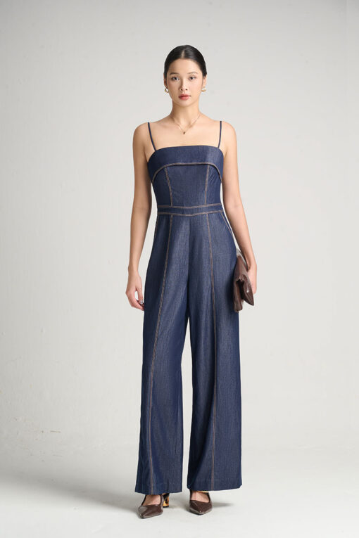 Jumpsuit 2 dây giả bò diễu chỉ