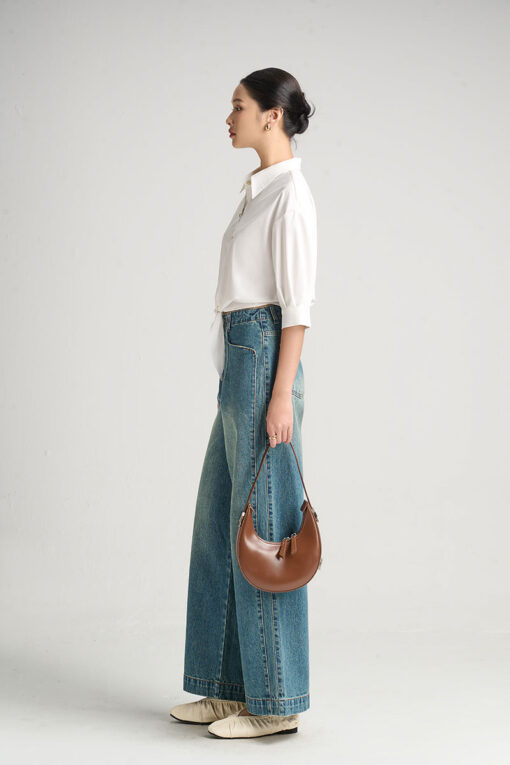 Sơ mi CT dáng thụng buộc nơ eo