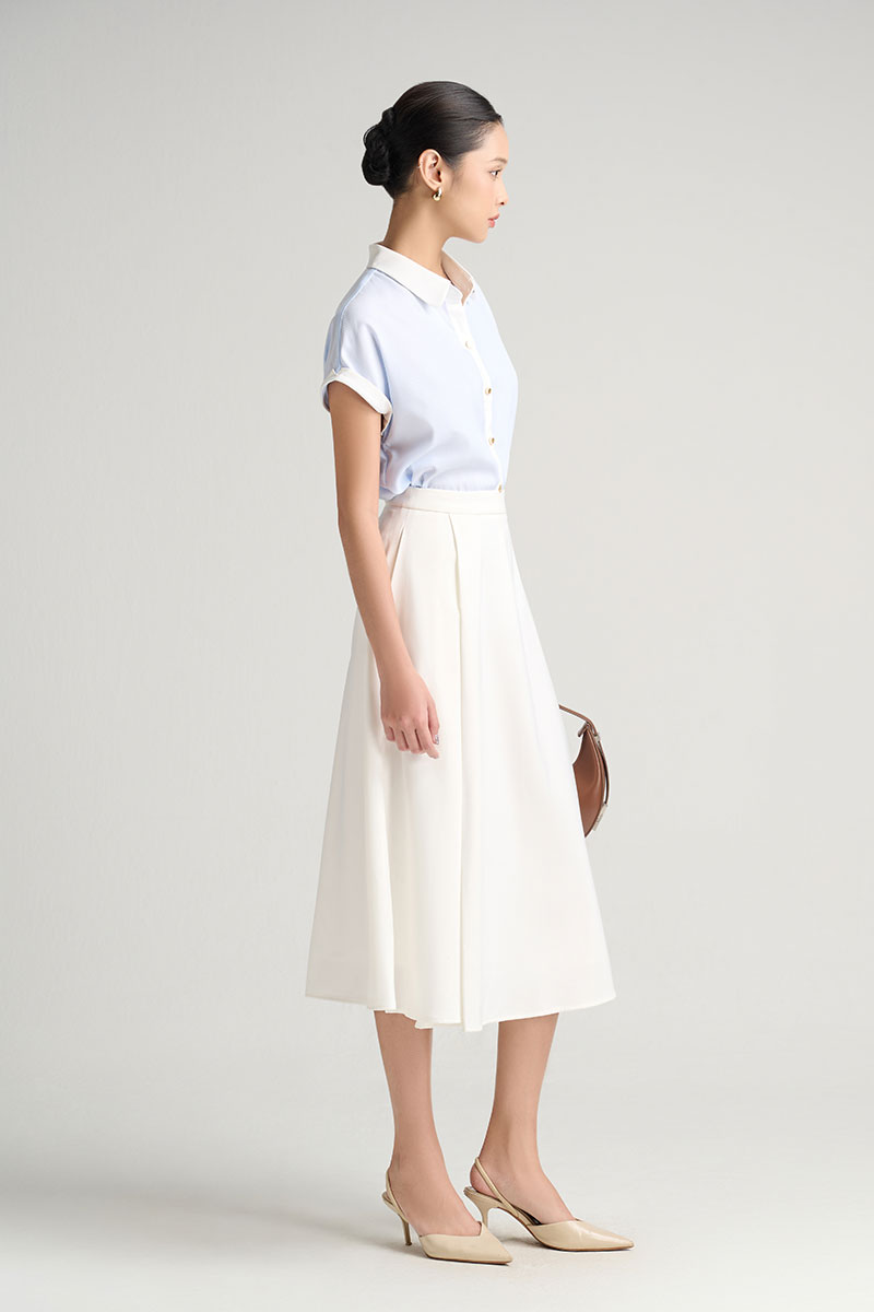 Sơ mi CT phối cổ măng sét, xẻ sau Sơ mi CT phối cổ măng sét, xẻ sau