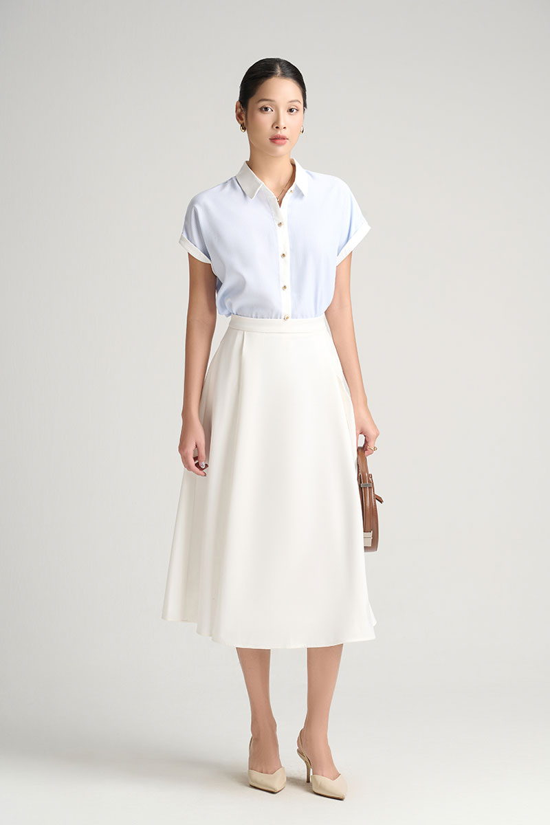 Sơ mi CT phối cổ măng sét, xẻ sau Sơ mi CT phối cổ măng sét, xẻ sau