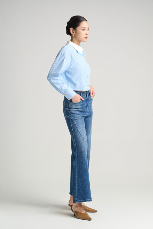 Sơ mi DT croptop cổ phối can cong TT