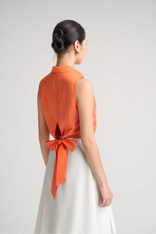 Sơ mi sát nách chun gấu dây buộc sau