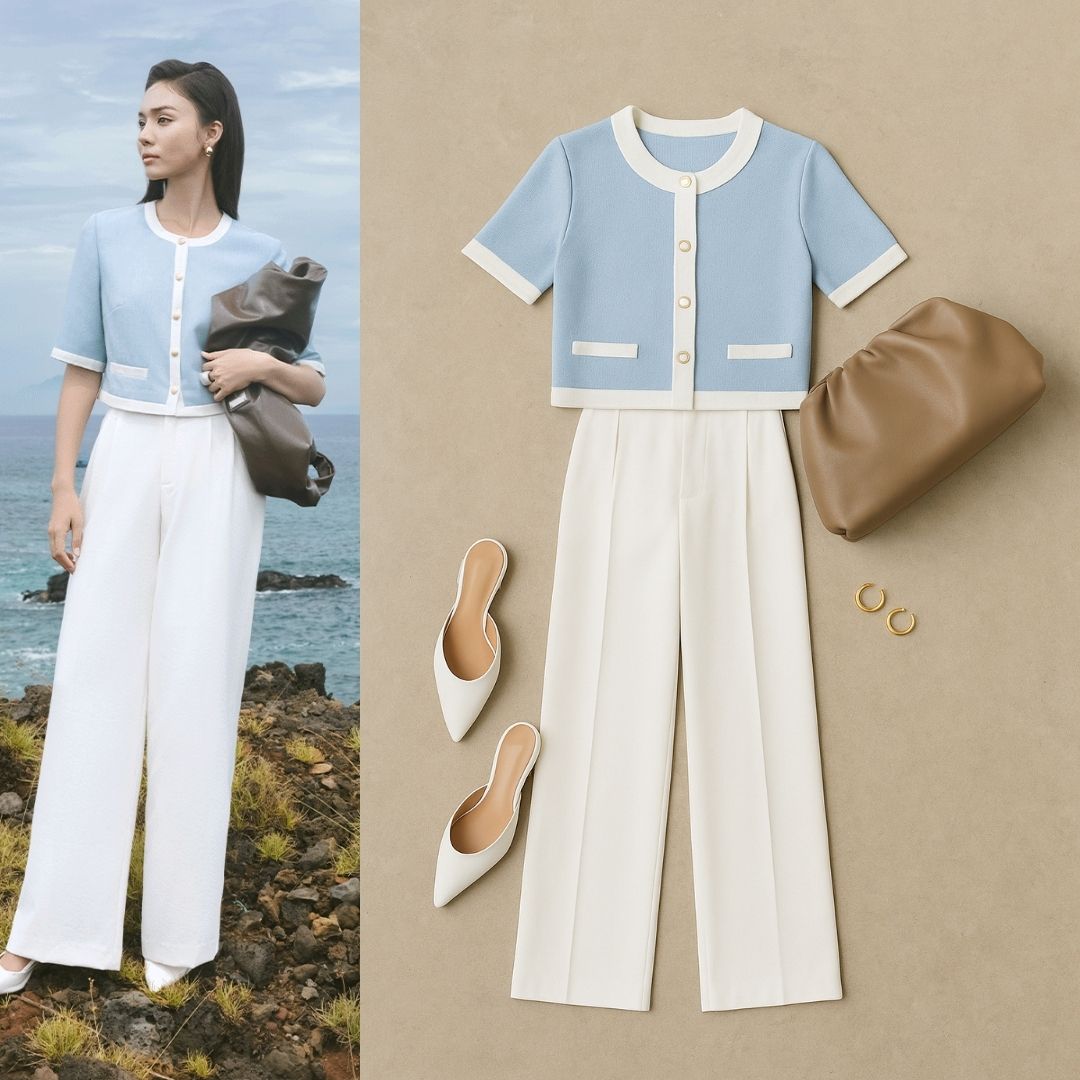 Áo kiểu LT croptop phối màu áo kiểu croptop