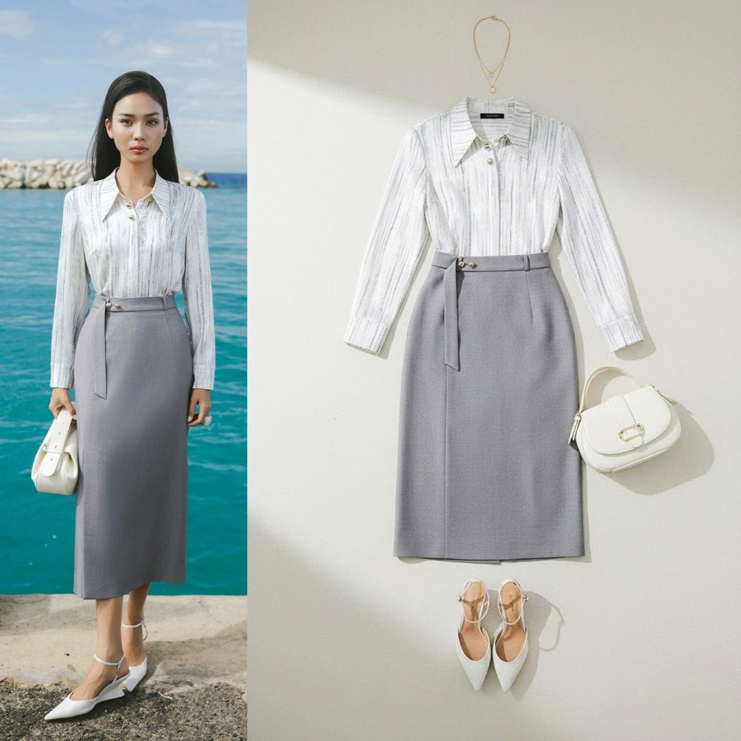 Sơ mi DT hoạ tiết cổ đính cúc trang trí sơ mi họa tiết