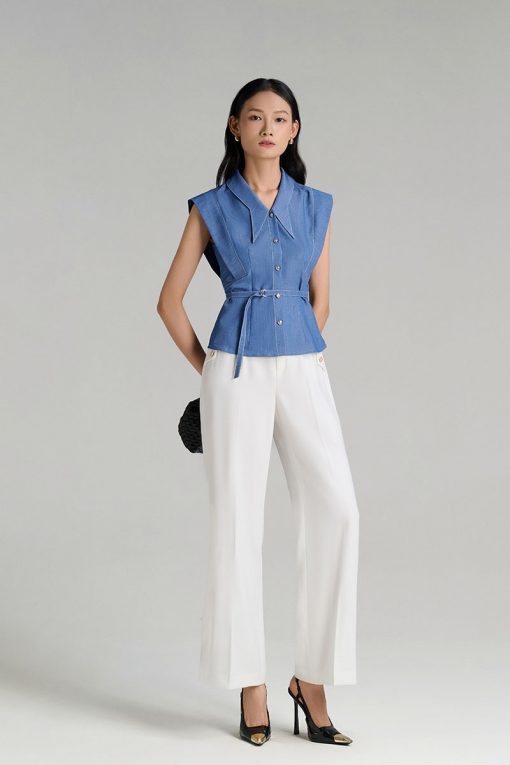 Áo kiểu SN vai chờm cổ cách điệu