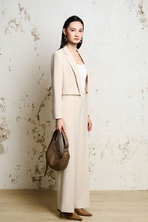 Áo vest croptop cổ bẻ liền nẹp