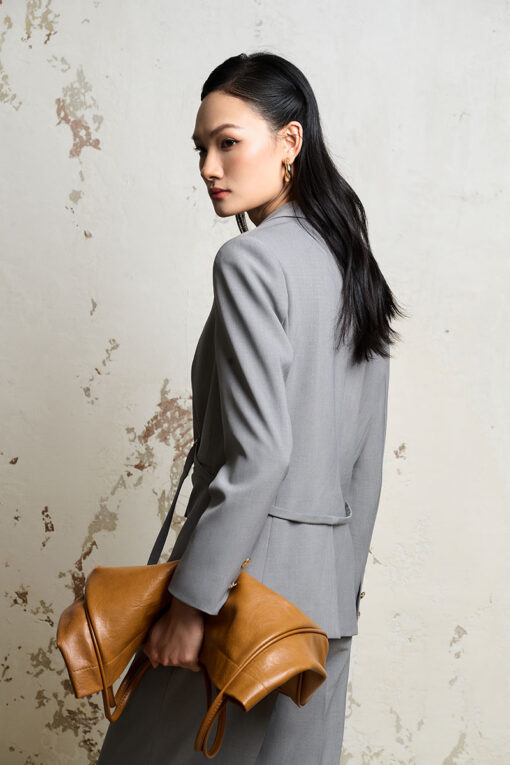 Áo vest suông eo kẹp dây luồn khoen