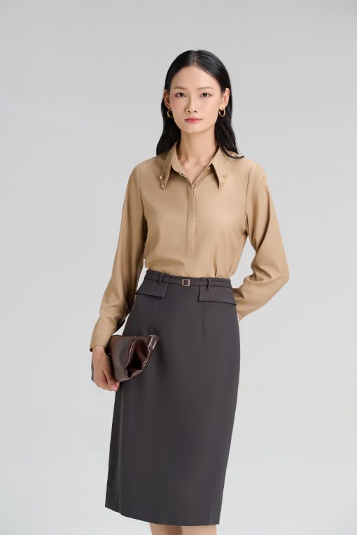 Sơ mi DT cổ vát đính cúc