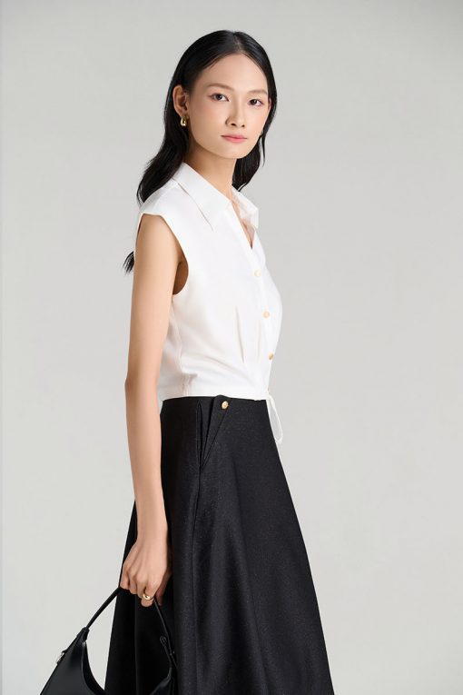 Chân váy xoè bong miệng túi đính cúc