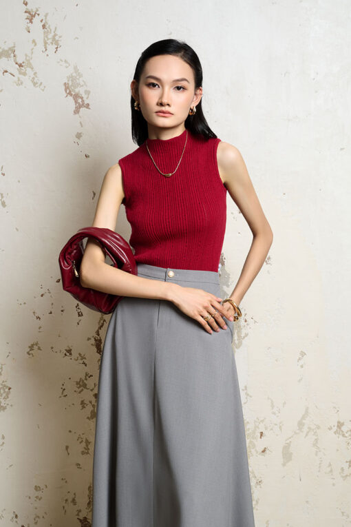 Chân váy xoè miệng túi bong gập đính cúc