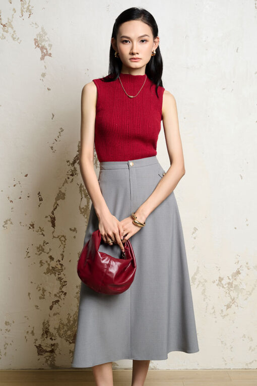 Chân váy xoè miệng túi bong gập đính cúc